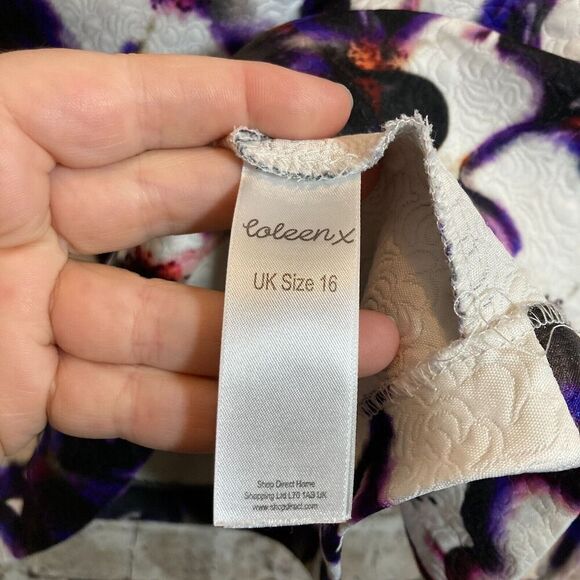 Coleen X Dress Womens 14 Purple Floral Watercolor Fit & Flare Cap Sleeve Mesh - Picture 6 of 16